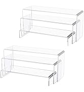 Jusalpha 6 PC Large Clear Acrylic Display Risers Shelf Showcase Fixtures for Jewelry, Shoe Risers...