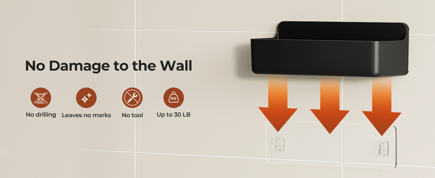 Orimade Shower Caddy 3-Pack, No-Drill Adhesive Shelves for Bathroom