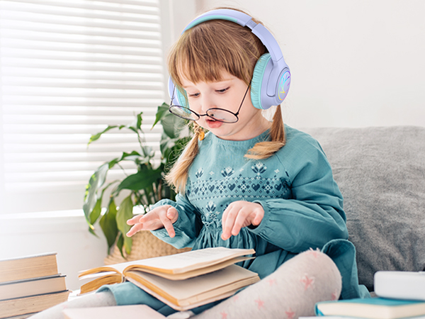 iClever_BTH18_Kids_Bluetooth_Headphones_Wireless_Purple_LED_Light