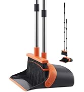 VEVOR Broom and Dustpan Set, Heavy Duty Dustpan and Broom Combo with Self-Cleaning Teeth, Metal U...
