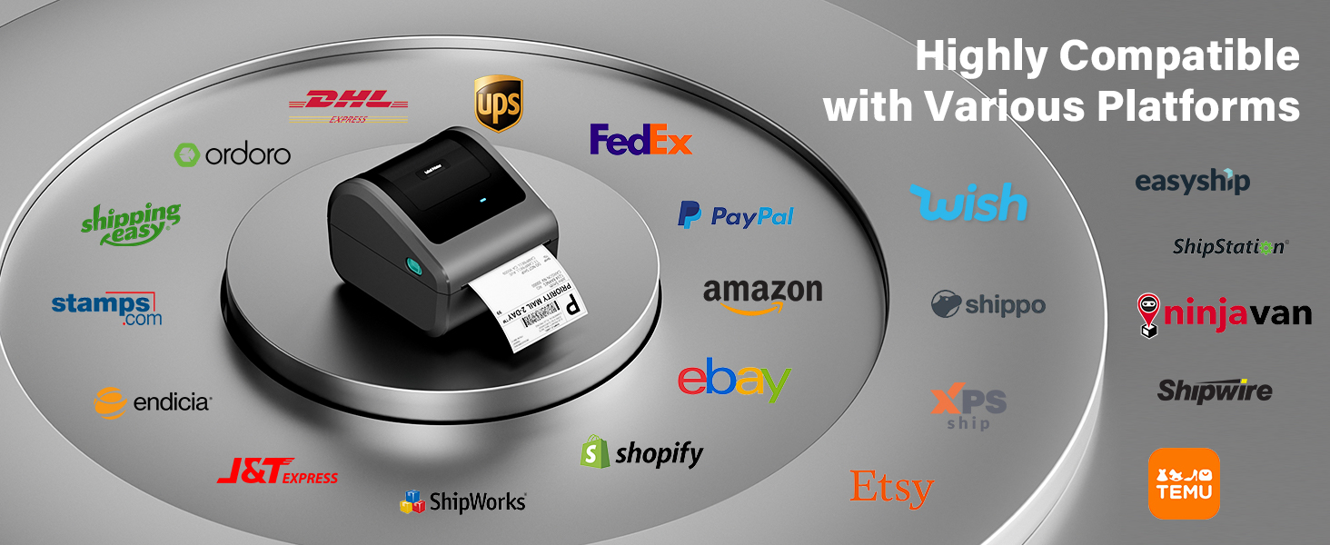 Bluetooth Shipping Label Printer, D450 Thermal Label Printer for Address Postage Small Business