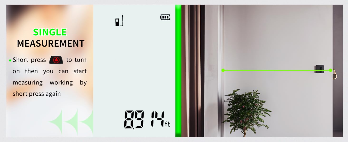 Single measurement;short press to turn on measurement;short press again to start measuring