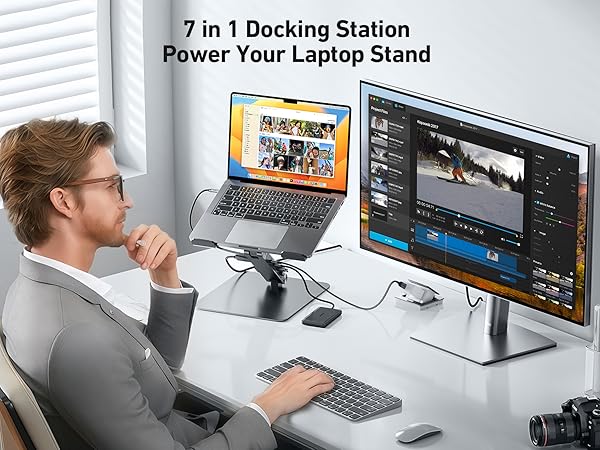 BENFEI Laptop Stand with USB C 7in1 Docking Station