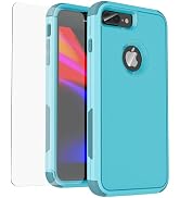 for iPhone 7 Plus/ 8 Plus Case with Tempered Glass Screen Protector 3 in 1 Shockproof Hybrid Heav...