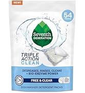 Seventh Generation Triple Action Clean Automatic Dishwasher Detergent Packs with Bio-Enzyme Power...