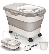 Rice Storage Container, 20Lbs Airtight Flour Container Rice Dispenser, Large Pet Dog Cat Food Sto...