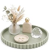 Round Silicone Bathroom Tray, 11.9 Inch Bathroom Counter Organizer Tray for Vanity Sink, Decorati...