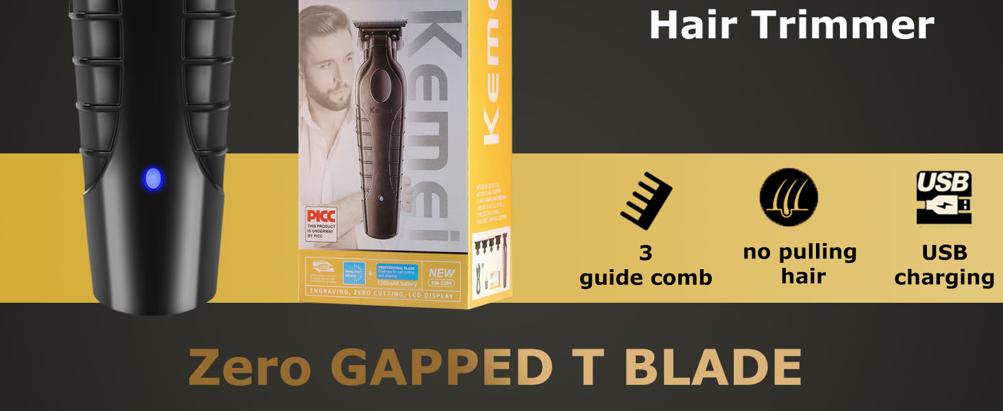 3 Guide comb;No Pulling Hair;USB charging
