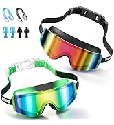 Aegend Kids Swim Goggles 2 Pack – Large Frame Anti Fog Soft Silicone Leak Proof UV Protection for...