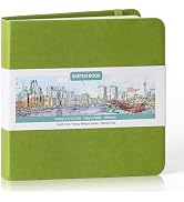Prudiut Hardcover Pocket Sketchbook, 5" x 5" Square Mini Sketchbook, 98lb/160gsm Heavyweight Tiny...