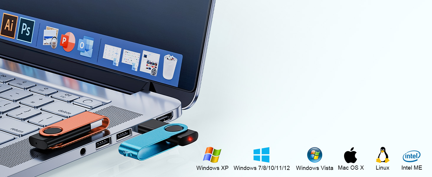 Flash Drive Pack of 10 Thumb Drives Bulk Kepmem Metal USB Memory Sticks Swivel USB Drive Pen Drives