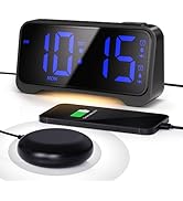 Mesqool Extra-Loud Alarm Clock with Bed Shaker for Heavy Sleepers, Vibrating & Buzzer Modes, Dual...