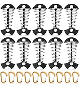 TOBWOLF 10PCS Black Fishbone Deck Anchor Pegs with Carabiners, Aluminium Deck Tie Down Tent Stake...