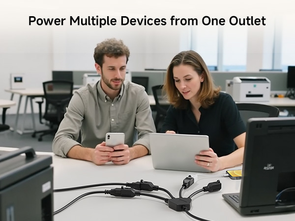 [ETL Listed] Cable Matters 2-Pack 3 Outlet Power Splitter Cord - 1.5ft, NEMA 5-15P to 3X NEMA 5-15R