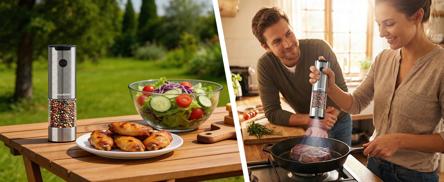 Electric Salt and Pepper Grinder Set