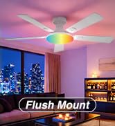 Amico Ceiling Fans with Lights, 52'' Smart RGB Ceiling Fan with Remote/APP/Alexa Control, Flush M...