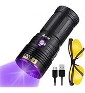 ALONEFIRE SV84 365nm UV Flashlight Strong 45W USB Rechargeable Black Light Money Detector for Res...
