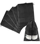 COIDEA Shoe Bags for Travel, 5 Pcs Large Black Travel Shoe Bags for Packing, Non-Woven Drawstring...