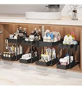 Sevenblue 4-Pack Under Sink Organizer, 2-Tier Multi-Use Pull Out Kitchen Bathroom Organizers and ...