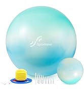 Sportneer Extra Thick Exercise Ball - 21.65''/25.6''Yoga Ball with 9'' Pilates Ball and Quick Pum...