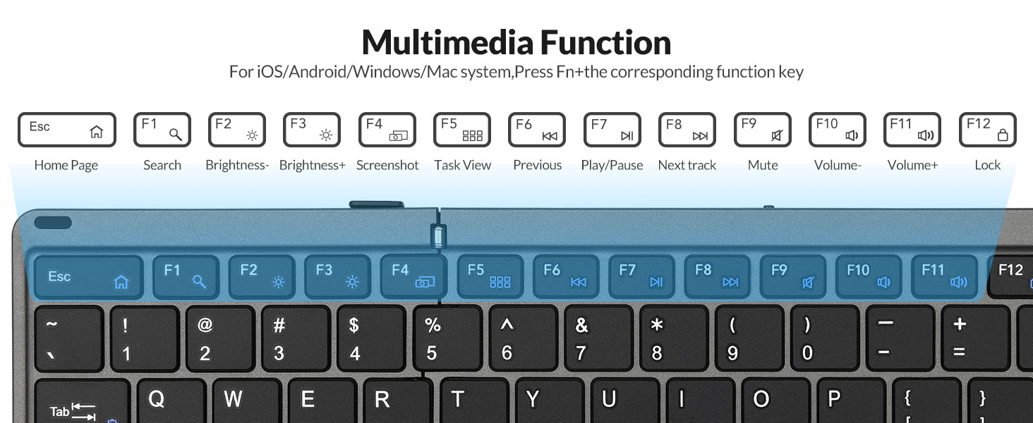 Foldable Bluetooth Keyboard with Touchpad and Multimedia Function