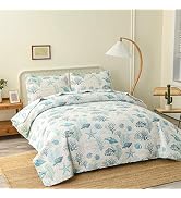 Hailea Ocean Quilt Set Twin Size Coastal Beach Theme Bedding Lightweight Reversible Starfish Seas...