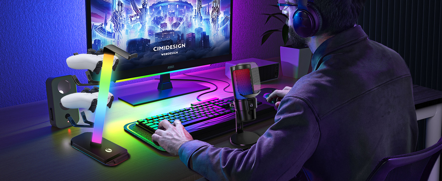 RGB Gaming Headphones Stand