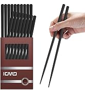10 Pairs Fiberglass Chopsticks-Reusable Chopsticks Dishwasher Safe, 9.63 inch/24.5cm Non-Slip Fam...