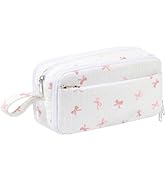 Corduroy Pencil Case, Large Capacity Pencil Pouch with 4 Compartments, Cute Soft Aesthetic Statio...