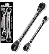 LE LEMATEC 2-Piece Ratcheting Wrench Set, Compact 8-in-1 Sizes, 72-Tooth for Efficient DIY &amp; Pro ...
