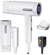 Foldable Hair Dryer 150000 RPM,1600W Ceramic Ionic Professional Hair Blow Dryer with Diffuser &amp; L...