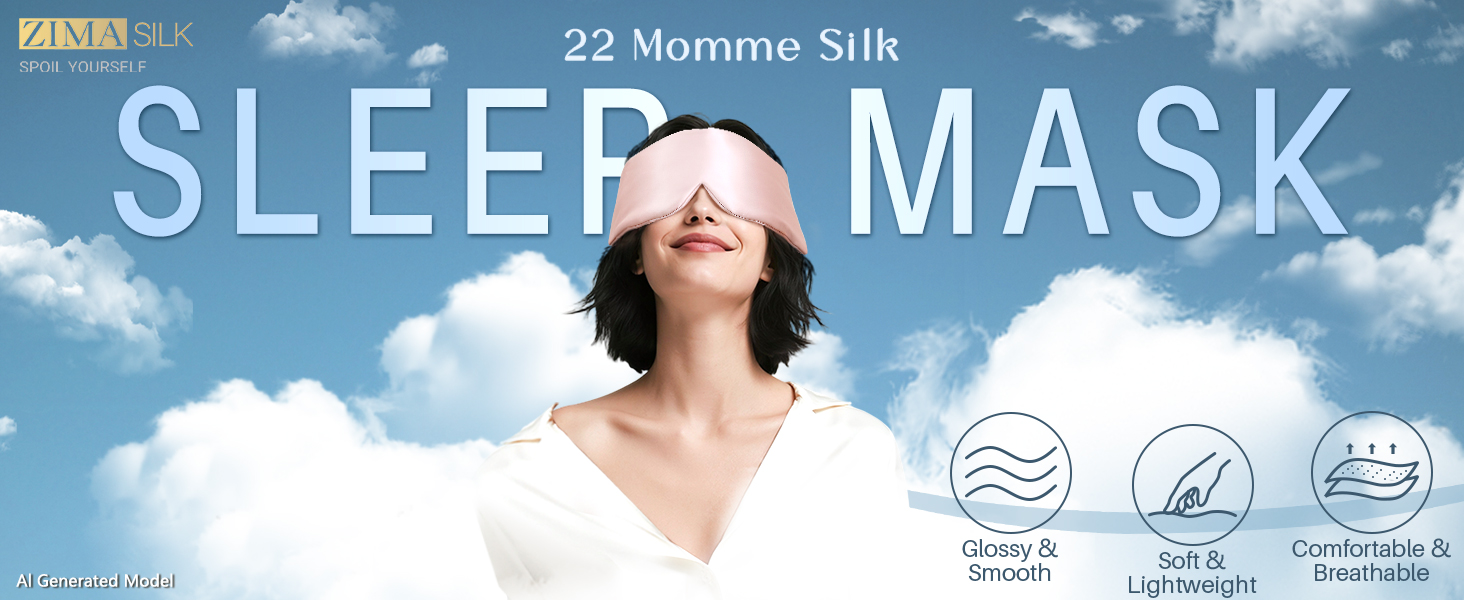 100% mulberry silk eye mask, full blackout blocks light for deep and restful sleep.