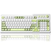 Aula F3099 Wireless Keyboard with Media Knob, Tri-Mode BT5.0/2.4GHz/USB-C Cute Creamy Keyboard wi...