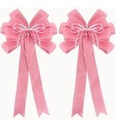 RIBBOOO 2 Packs Large Pink Valentines Wreath Bows, Large Easter Spring Tree Topper Bow for Christ...