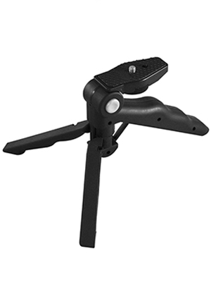 Compact handheld pistol grip tripod stand with 1/4 inch screw mount for cameras