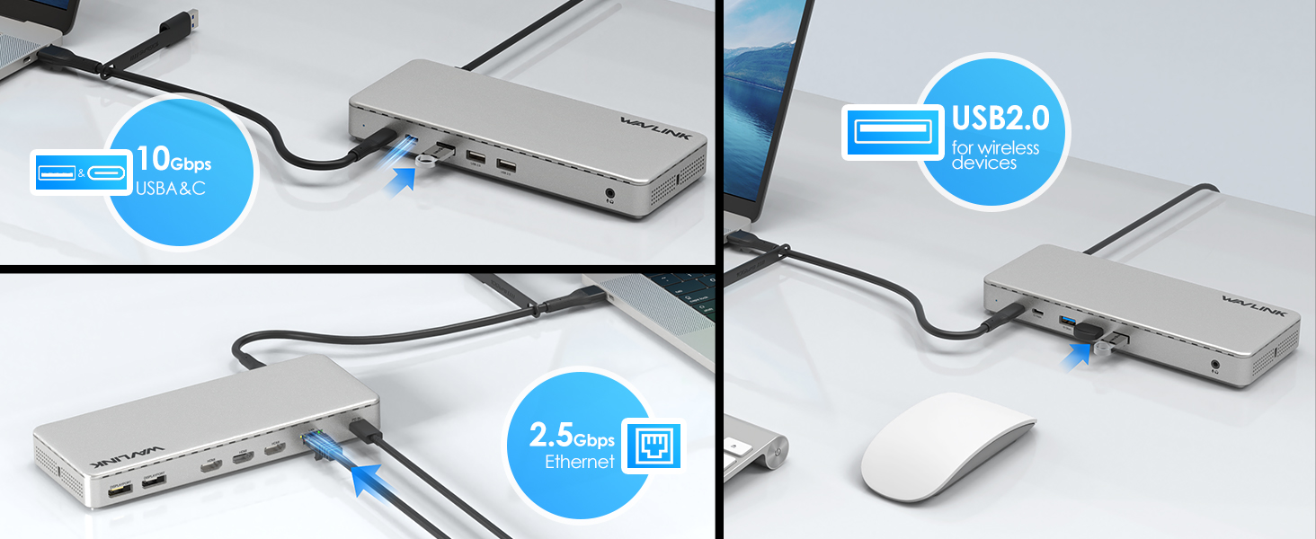 WAVLINK Universal Triple 4K@60Hz Display Dock