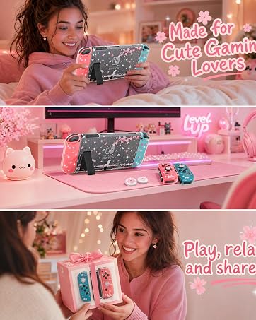 pink protective case for nintendo switch
