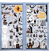 hapray Halloween Window Stickers, 10 Sheets 150+PCS Halloween Skeleton Bats Ghosts Window Clings ...