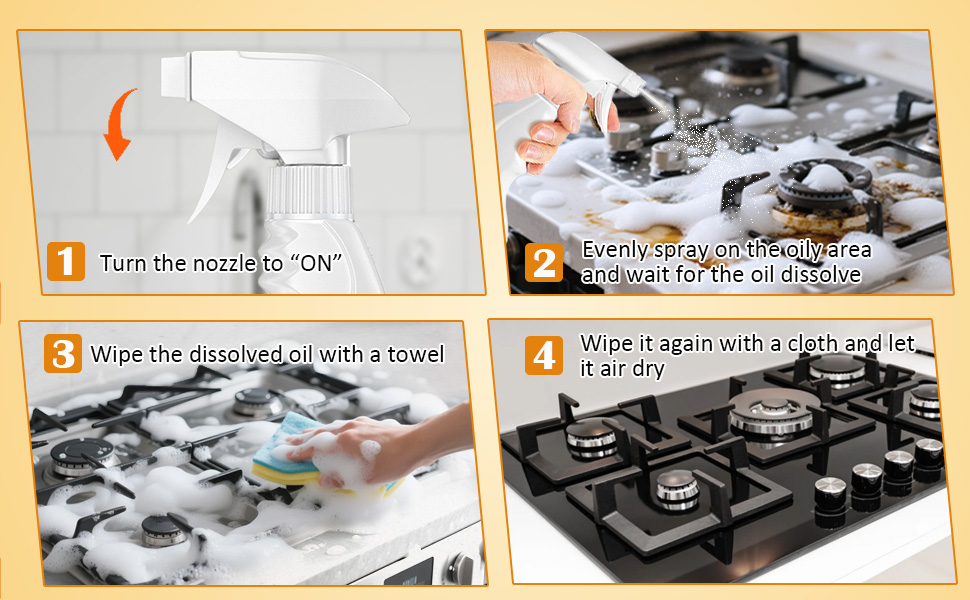 Kitchen Oil Greaser Cleaner Foam, Oven Stove Top Cleaner, Heavy Duty Degreaser