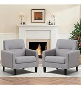 Brage Living Accent Chairs Set of 2, Mid Century Modern Living Room Chairs Comfy Reading Chair wi...