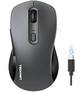 TECKNET Rechargeable Bluetooth Mouse, [ USB &amp; BT5.0/BT3.0 ] Wireless Mouse | 800mAh Battery, 3X F...