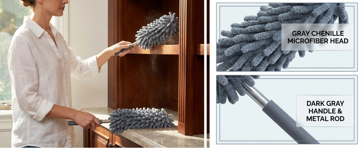 2 Gray chenille dusters 5