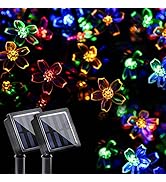 GIGALUMI 2 Pack Solar Flower Strings Lights, Solar Fairy Lights Total 46 Feet 100 LED Cherry Blos...