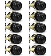 Estmoon 10 Pack Privacy Door Knobs for Bedroom Bathroom, Matte Black Door Handle with Lock Round ...