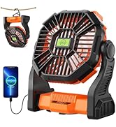 TDLOL Battery Powered Fan Portable Fan Rechargeable,270°Pivot Battery Operated Fans Camping Fan w...