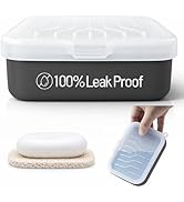 Leakproof Silicone Travel Soap Case: Compact Portable Bar Soap Case with Drainage Layer &amp; Upgrade...