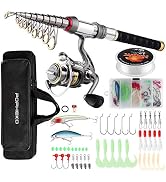 Fishing Rod Reel Combo Full Kit Telescopic Fishing Pole Set Spinning Reel Line Lures Hooks and Fi...