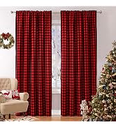 WUBODTI Red and Black Plaid Curtains 52 x 72 Inch Length 2 Panel Sets, Christmas Buffalo Plaid Ch...