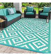 GENIMO Outdoor Rug for Patio Clearance, 6'x9' Waterproof Camping Mat, Reversible Plastic Straw Ru...