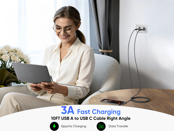 usb a to usb c cable 10ft